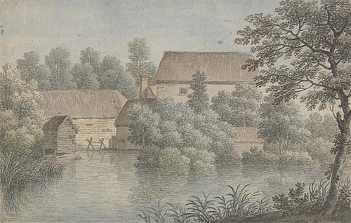A Village Pond with Farm Buildings, , George Lambert