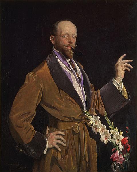 Self portrait with gladioli, 1922, George Washington Lambert
