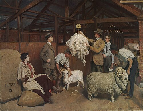 Weighing the fleece, 1921, George Washington Lambert