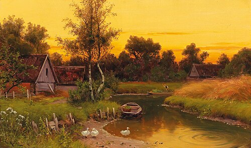 Idyllic Evening Scene on the Spree, , Walter Moras