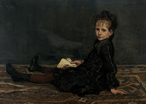 Fillette assise sur un tapis, 1882, Alfred Cluysenaar