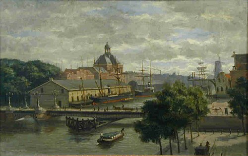 De Kattenburgerbrug over de Nieuwe Vaart in Amsterdam, 1900, Cornelis Vreedenburgh