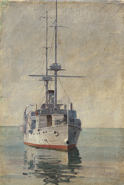A Danish cruiser., 1919, Vilhelm Arnesen