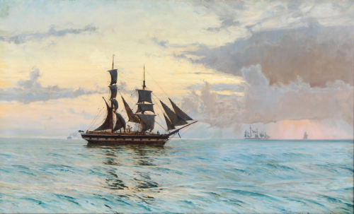 A brig and other vessels., 1887, Vilhelm Arnesen