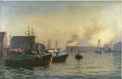 View of Copenhagen Harbour from Grønlandske Handels Plads., 1887, Vilhelm Arnesen