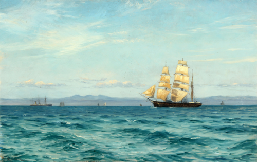 Ships off a coast., 1887, Vilhelm Arnesen