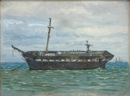 A stranded ship., 1888, Vilhelm Arnesen