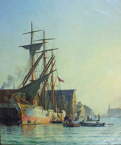 An American Ship in Copenhagen., 1889, Vilhelm Arnesen