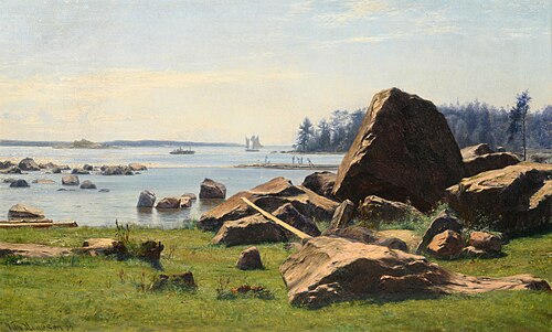 A coast with large stones., 1889, Vilhelm Arnesen