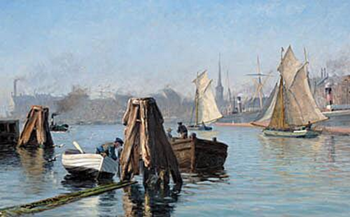 View of the port of Copenhagen., 1889, Vilhelm Arnesen