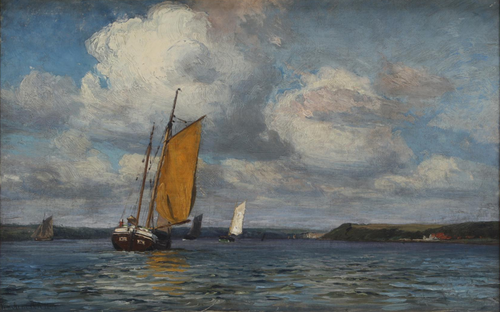 Sailing ships off a coast., 1893, Vilhelm Arnesen