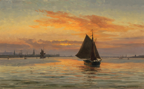 Sunset at Aalborg., 1909, Vilhelm Arnesen