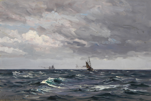 Ships on the North Sea., 1911, Vilhelm Arnesen