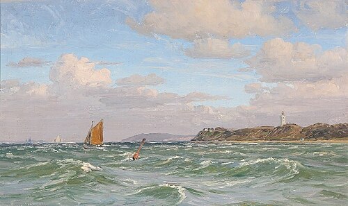 The coast at the Nakken lighthouse., 1914, Vilhelm Arnesen