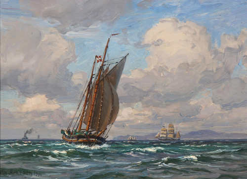 Numerous ships in Øresund., 1916, Vilhelm Arnesen