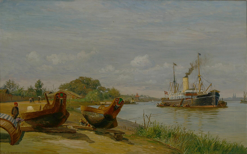 The Mekong River. The steamship Annam at Saigon in 1900., 1917, Vilhelm Arnesen