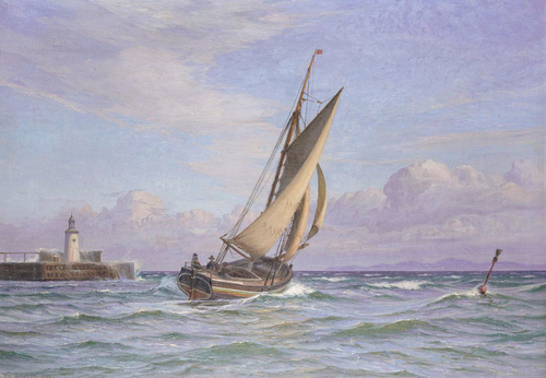 Sailing off a lighthouse., 1919, Vilhelm Arnesen