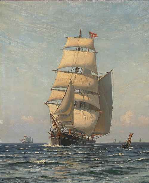Seascape with sailing ships., 1921, Vilhelm Arnesen
