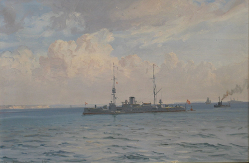 A Danish cruiser at sea., 1924, Vilhelm Arnesen