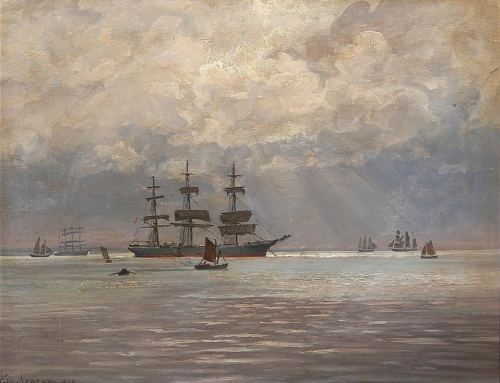 Sailing ships at sea. 1925., 1925, Vilhelm Arnesen