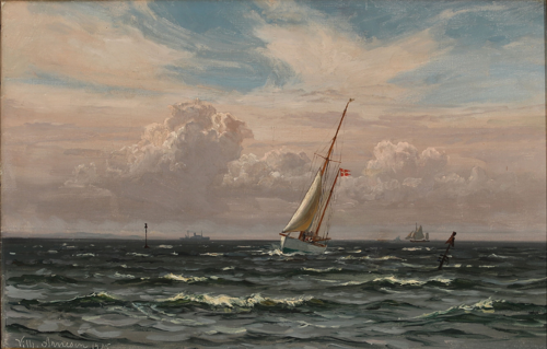 A Danish sailboat at sea., 1925, Vilhelm Arnesen