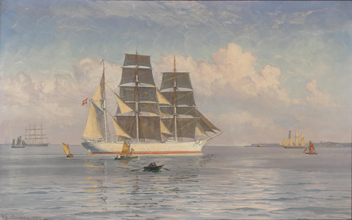 Summer day with sailing ships and boats., 1927, Vilhelm Arnesen