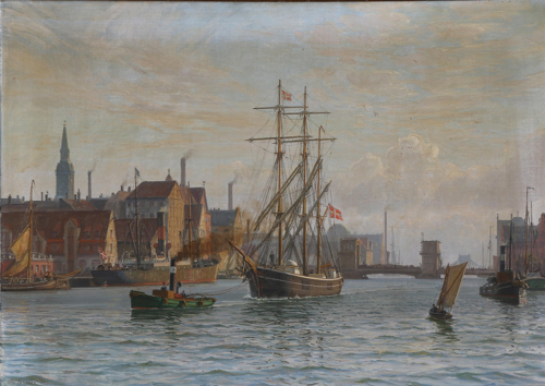 View of the port of Copenhagen. 1928., 1928, Vilhelm Arnesen