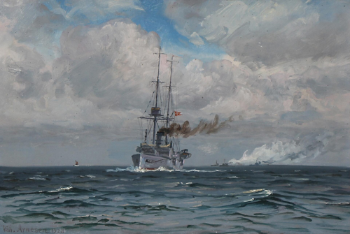 The Danish cruiser Heimdal., 1928, Vilhelm Arnesen