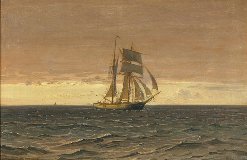 A sailing ship at sea., 1930, Vilhelm Arnesen