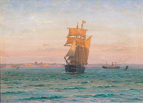Ships off Helsingborg., 1934, Vilhelm Arnesen