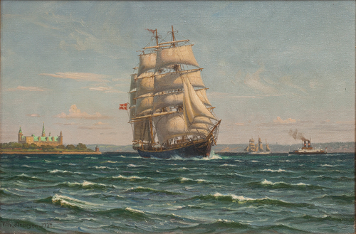 The training ship Georg Stage, South of Kronborg., 1937, Vilhelm Arnesen