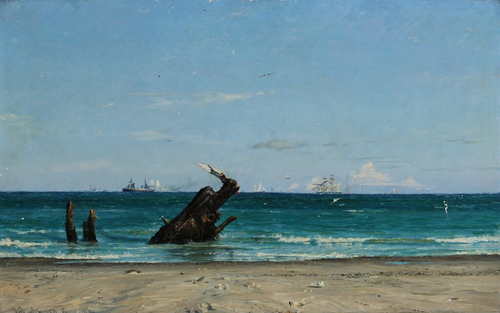 Numerous ships seen from the coast., 1889, Vilhelm Arnesen