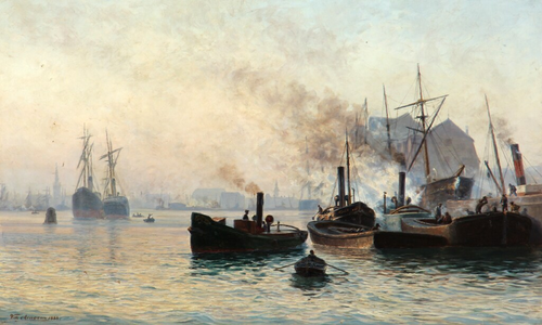 Scene from Copenhagen harbour., 1888, Vilhelm Arnesen