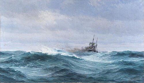 Et skib i storm på Atlanterhavet, 1897, Vilhelm Arnesen