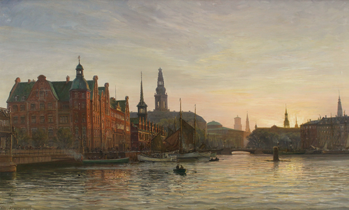View from Borsgraven Towards Borsen, Christiansborg And The Towers., 1924, Vilhelm Arnesen