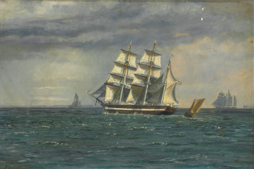 The Danish barque Gerson off Copenhagen., 1888, Vilhelm Arnesen