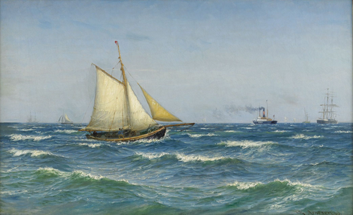 Vessels at sea., 1889, Vilhelm Arnesen