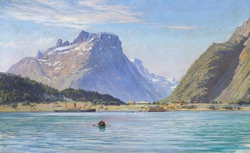 Steam ship at Åndalsnes, Norwegen., 1910, Vilhelm Arnesen