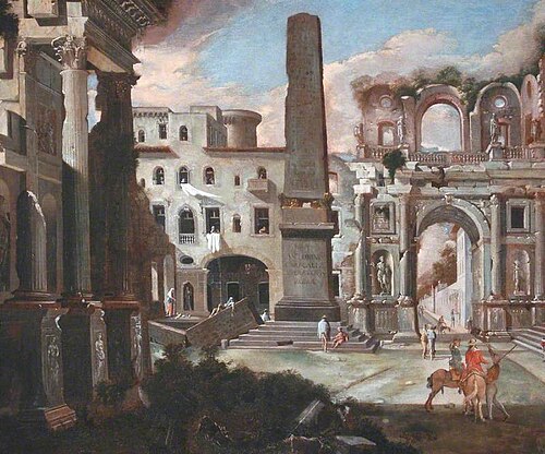 Town Scene in Italy with Ancient Ruins, , Viviano Codazzi