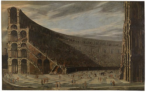 Perspectival View of a Roman Amphitheatre, 1638, Viviano Codazzi