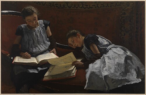 Portrait of Elisabeth Caroline Arntzenius (1881-1936) and Dora Wilhelmina Arntzenius (1882-1956), 1895, Willem Bastiaan Tholen