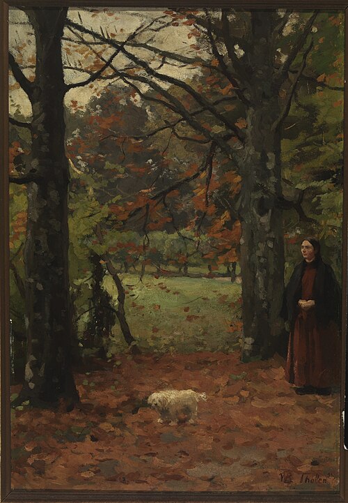 Mevrouw Coba Tholen-Muller, wandelend in het bos., 1892, Willem Bastiaan Tholen