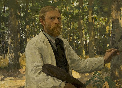 Zelfportret in bosrijk landschap, 1895, Willem Bastiaan Tholen