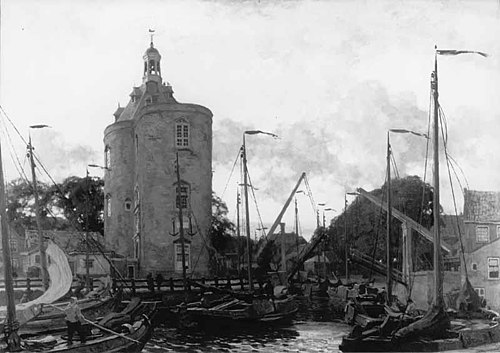 Havengezicht te Enkhuizen met Dromedaris, 1898, Willem Bastiaan Tholen