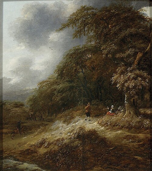 A Path leading through a Wood with Figures, , Roelof van Vries