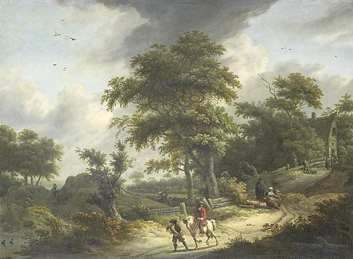 Paysage avec un fauconnier, 1650, Roelof van Vries
