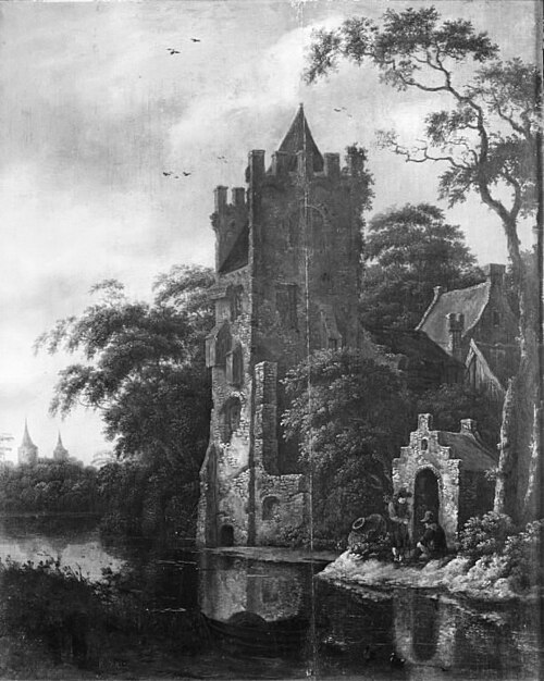 Ruins of a Castle by a River, 1663, Roelof van Vries