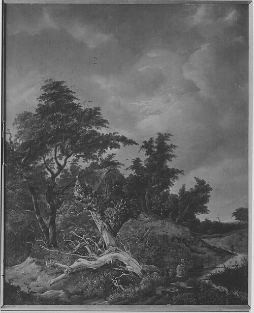 Baumlandschaft mit Bauernhütte, 1665, Roelof van Vries