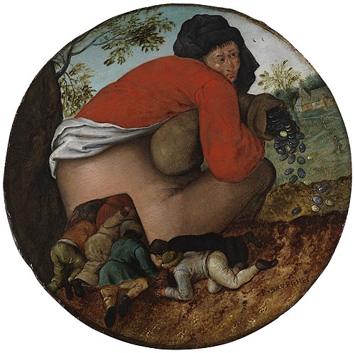 Man with the Moneybag and Flatterers, 1592, Pieter Brueghel le Jeune