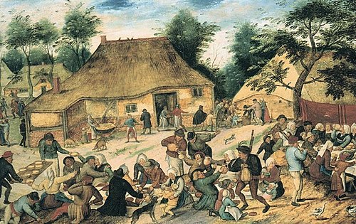 Bruiloftsmaal voor een boerenhuis, 1622, Pieter Brueghel le Jeune